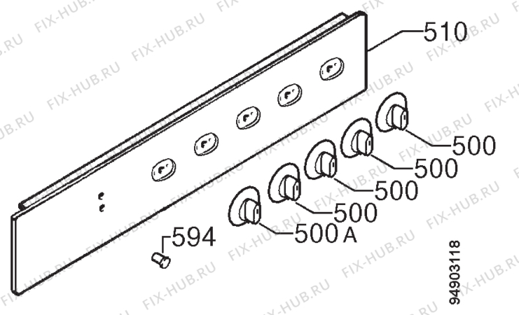 Взрыв-схема плиты (духовки) Zanussi ZOU343N - Схема узла Command panel 037